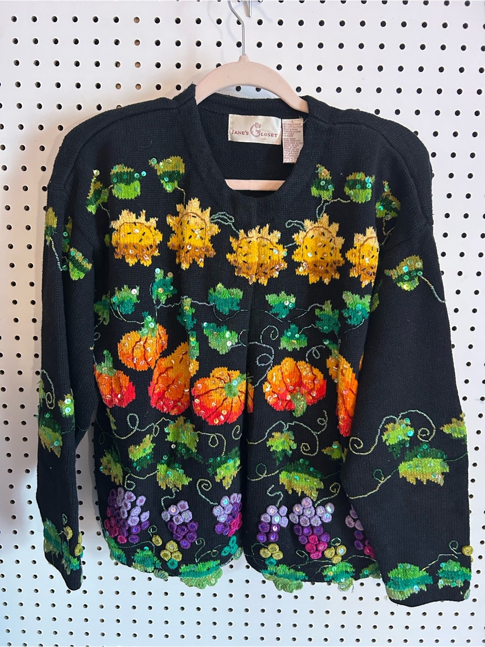 Vintage/Grannycore 1990’s/Y2K Black Embellished fall Sequin button down sweater